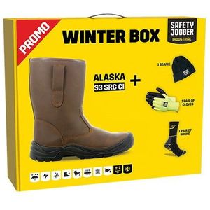 Safety Jogger Winterbox | Alaska veiligheidslaars + sokken + handschoenen + muts | Bruin | Maat 42 - SI9805420