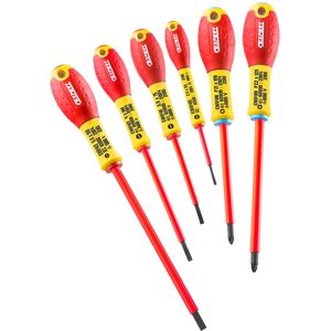 Expert by Facom Set 6 Geïsoleerde Schroevendraaiers Sleuf/PZ - E160911