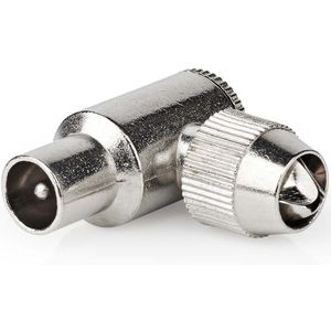 Nedis IEC (Coax) Connector | 90° Gehoekt | Male | Vernikkeld | 75 Ohm | Schroef | Diameter kabelinvoer: 7.0 mm | Metaal | Zilver | 2 Stuks | Doos - CSGB40905ME