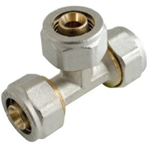 Kirchhoff Messing T-stuk, vernikkeld, 16 mm, klemkoppeling voor meerlagenbuis - 988911155