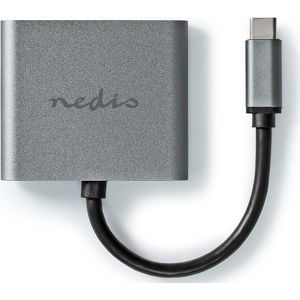 Nedis USB-C Adapter | USB 3.2 Gen 1 | USB-C Male | 2x HDMI | 4K@30Hz | 0.10 m | Rond | Vernikkeld | PVC | Zwart | Doos - CCGB64670BK01