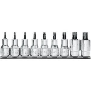 Beta 9-delige set schroevendraaier-doppen voor Torx schroeven (art. 920TX) met support 920TX-SB9 - 009200532