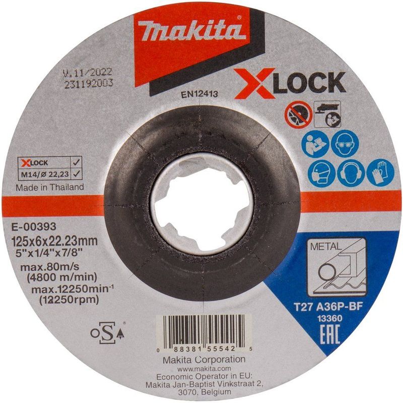 Makita Accessoires E-00393 | Afbraamschijf | X-LOCK | 125x6,0x22,23mm | staal - E-00393