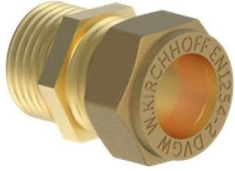 Kirchhoff Messing overgangsstuk, blank, 22 mm x 1"ET, klemkoppeling voor koperen buis - 989457817