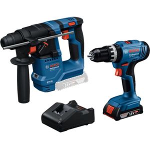 Bosch - Blauw - Combiset 18V GSB 18V-25 Accu Klopboormachine en GBH 18V-18 Boorhamer - Inclusief 1x 2.0Ah Accu en GAL 18V-20