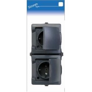 Kopp - Nautic - Opbouw Stopcontact Dubbel - Antraciet - IP44