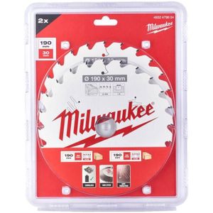 Milwaukee Accessoires Cirkelzaagblad | 165 x 15,87 mm | 24.40T | 2 delig - 4932479837