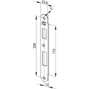 ABLOY EA326 Abloy sluitplaat voor stompe deuren | korte lip | 232x27x3mm | voor Abloy sloten DR 1/2/3/4. - 10037890