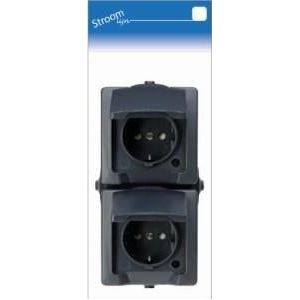 Kopp - Nautic Opbouw Stopcontact - Antraciet - Dubbel - Spatwaterdicht