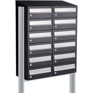 Allux Hive Set - Brievenbus Set - Zwart - 12 Stuks - Op Statief