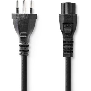 Nedis Stroomkabel | CH Type 12 | IEC-320-C5 | Recht | Recht | Vernikkeld | 2.00 m | Rond | PVC | Zwart | Label - CEGL11220BK20