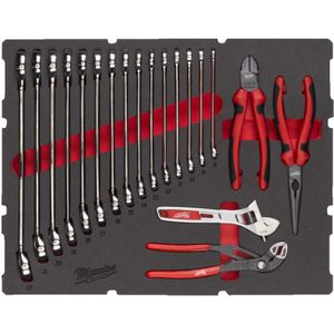 Milwaukee Accessoires Foam Inlay steeksleutel- en tangenset MAXBITE™ voor PACKOUT™ gereedschapskoffers met 2/3 lades (19-delig) - 4932493339