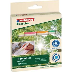 Edding Textmarker | neonkleuren geel/oranje/roze/lichtgroen | streepbreedte 2-5 mm spitse punt | 1 stuk - 4-24-4 4-24-4