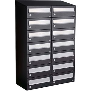 Allux - Hive Set 2-Breed 7-Hoog - Brievenbussysteem - Zwart - Met Dak