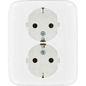 Bush Jaeger - Wandcontactdoos Dubbel - Wit - Materiaal Kunststof