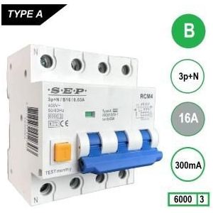 Aardlekautomaat 16A B kar 300mA 4p SEP - 4518115