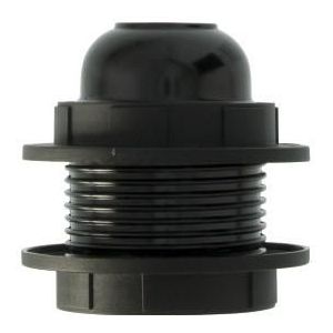 Enzo - Lamphouder E27 - Zwart - Met Schroefdraad en 2 Ringen