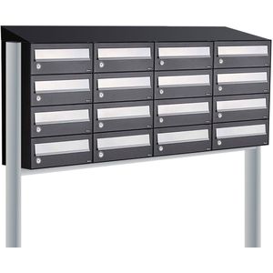 Allux - Hive Set 4-Breed 4-Hoog - Brievenbus - Zwart - Statief