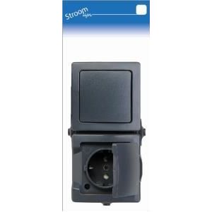 Kopp - Opbouw Nautic - Stopcontact met Randaarde - Antraciet - Spatwaterdicht