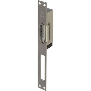 Effeff 142UF Elektrische brandbestendige inbouw deuropener | spanningsloos vergrendeld | met diode | fix | sluitplaat 034 HZF grijs | 12 of 24V=~ | 100% ED | DIN links. - 10001163