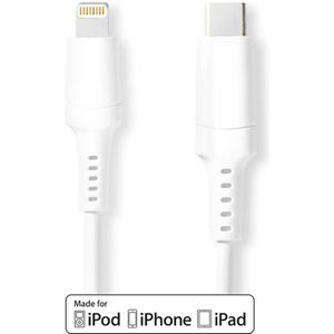 Nedis Lightning Kabel | Apple Lightning 8- Pins naar USB-C Male | 2 m | Wit | 1 stuks - CCGW39650WT20 CCGW39650WT20