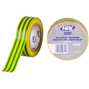 HPX PVC isolatietape | Geel/Groen | 19mm x 10m - IE1910 | 200 stuks IE1910
