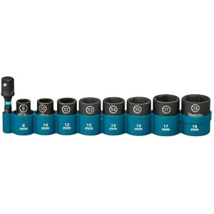 Makita - E-16639 Krachtdoppenset - Zwart - 9-delig - Chroom-molybdeen