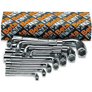 Beta 17-delige set gebogen pijpsleutels, zeskant hoogglanzend verchroomd (art. 933) 933/S17 - 009330081