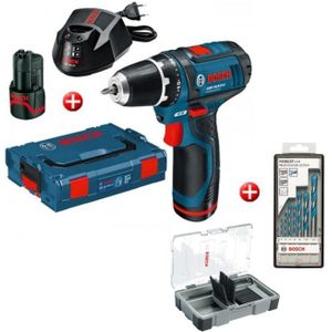 Bosch Blauw GSR 12V-15 accuboorschroevendraaier | 2.0Ah Li-Ion | in L-Boxx | + Bitset  en Borenset  - 0615997566