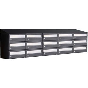 Allux - Hive Set 5-Breed 3-Hoog - Brievenbussysteem - Zwart - 15 Brievenbussen