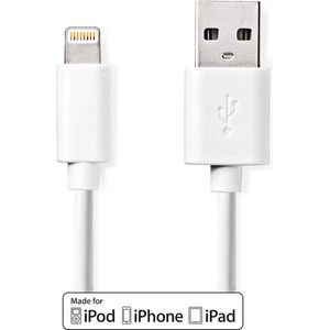 Nedis Lightning Kabel | Apple Lightning 8- Pins naar USB-A Male | 1 m | Wit | 1 stuks - CCGB39300WT10 CCGB39300WT10