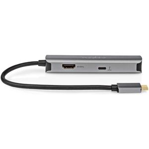 Nedis USB Multi-Port Adapter | USB 3.2 Gen 1 | USB-C Male | HDMI Output / RJ45 Female / USB-A Female / USB-C Female | 5 Gbps | 0.20 m | Rond | Verguld | PVC | Antraciet | Doos - CCBW64220AT02