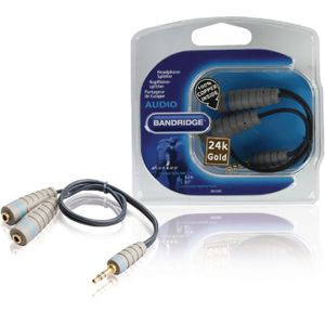 Bandridge Stereo Audiokabel 3.5 mm Male naar 2x 3.5 mm Female 0.2 m Blauw | 1 stuks - BAL3200 BAL3200
