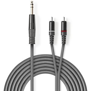 Nedis Stereo-Audiokabel | 6,35 mm Male | 2x RCA Male | 3 m | 1 stuks - COTH23300GY30 COTH23300GY30