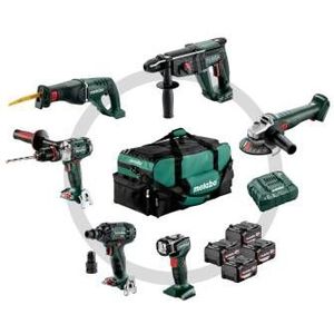 Metabo Combo set 6.1 | Accu-machines set | 18V | SB 18 LTX | KH 18 LTX 24 | W 18 L 9-125 QUICK | ASE 18 LTX | SSW 18 LTX 300 BL | ULA 14.4-18 LED | in gereedschapstas 685211000