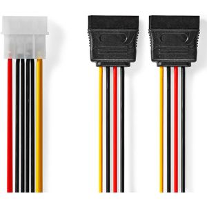 Nedis Interne Voedingskabel | Molex Male | 2x SATA 15-Pins Female | 0.15 m | 1 stuks - CCGP73520VA015 CCGP73520VA015