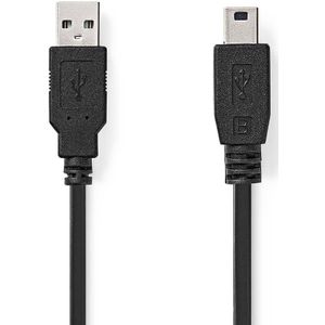 Nedis USB-Kabel | USB-A Male | USB Mini-B 5-Pins Male | 480 Mbps | 2 m | 1 stuks - CCGB60300BK20 CCGB60300BK20