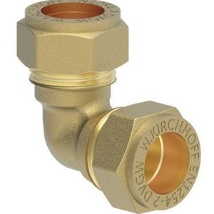 Kirchhoff Messing bocht 90°, blank, 18 mm, klemfitting voor koperen buis - 989451317