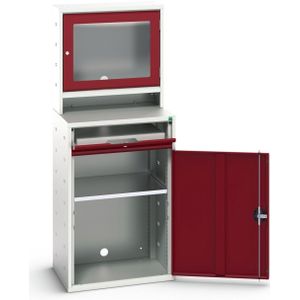 Bott Verso Computerkast | 650x550x1650mm | 1 Legbord | 1 Schuiflade | 1 Deur | RAL 3004 - 16928001.24