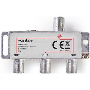 Nedis CATV-Splitter | 5-1000 MHz | 6.8 dB | Zink Legering | 1 stuks - SSPL300ME SSPL300ME