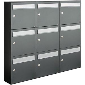 Allux - Flow Set 3-Breed 3-Hoog - Antraciet - Brievenbussysteem
