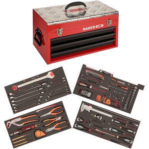 Bahco Metalen gereedschapskist met 3 lades | heavy-duty - luchtvaart - 124-delig - 1483KHD3RB-FF7