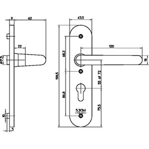 Nemef - 3253 FP/L - Beslagset - Aluminium - Kortschild Afgerond