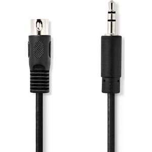 Nedis DIN-Audiokabel | DIN 5-Pins Male | 3,5 mm Male | 1 m | 1 stuks - CAGP20100BK10 CAGP20100BK10