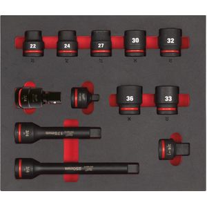 Milwaukee - Doppenset - 12-delig - Foam Inlay - SHOCKWAVE