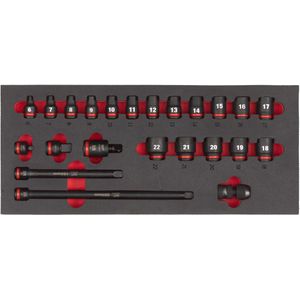 Milwaukee - Doppenset - 23-delig - Foam Inlay - 3/8" SHOCKWAVE