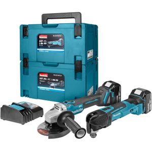 Makita DLX2154TJ1 combiset - DGA504 accu haakse slijper + DTM51 accu multitool