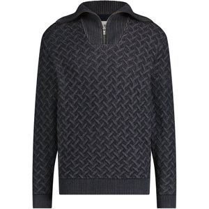 State of Art - Half Zip Trui Melange Navy - Heren - Maat M - Regular-fit