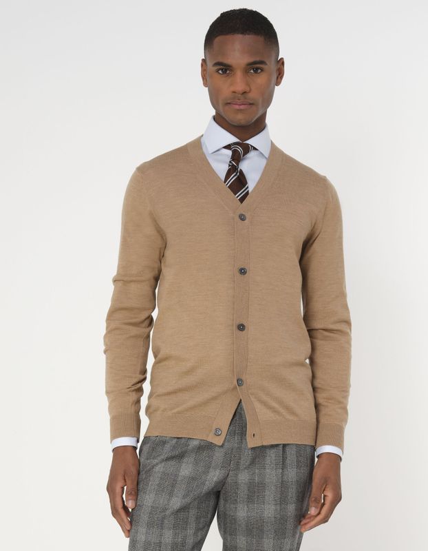 Dutch Dandies - Hemsworth - Vest - Gemêleerd Sandkleur - 100% Merinowol