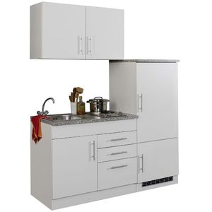 Kitchenette Toto 160cm met kookplaat en koelkast - wit/marmer